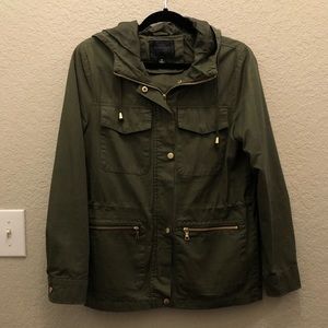Women’s Olive Green Utility Military Style Jacket size Medium with Hoodie